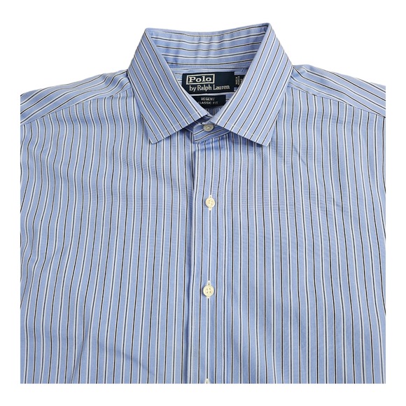 Polo Ralph Lauren Regent Classic Fit Dress Shirt Blue Striped Cotton 16.5 L - Picture 2 of 8